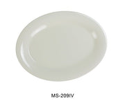 Yanco MS - 209IV Mile Stone Oval Platter, 9.5" Length, 7.25" Width, Melamine, Ivory Pack of 24