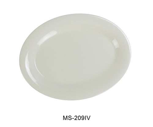 Yanco MS-209IV Mile Stone Oval Platter, 9.5" Length, 7.25" Width, Melamine, Ivory Pack of 24