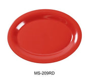 Yanco MS - 209RD Mile Stone Oval Platter, 9.5" Length, 7.25" Width, Melamine, Orange Red Pack of 24