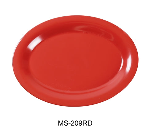 Yanco MS-209RD Mile Stone Oval Platter, 9.5" Length, 7.25" Width, Melamine, Orange Red Pack of 24