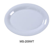 Yanco MS - 209WT Mile Stone Oval Platter, 9.5" Length, 7.25" Width, Melamine, White Pack of 24