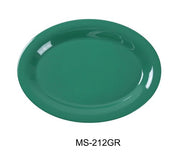 Yanco MS - 212GR Mile Stone Oval Platter, 12" Length, 9" Width, Melamine, Green Pack of 12