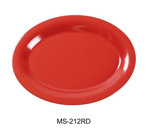Yanco MS - 212RD Mile Stone Oval Platter, 12" Length, 9" Width, Melamine, Orange Red Pack of 12