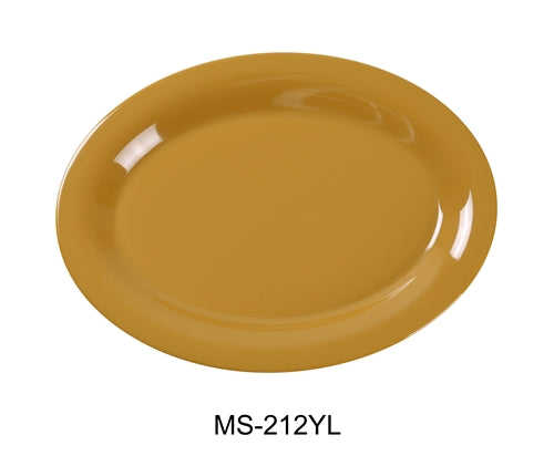 Yanco MS-212YL Mile Stone Oval Platter, 12" Length, 9" Width, Melamine, Yellow, Pack of 12