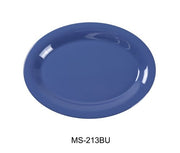 Yanco MS - 213BU Mile Stone Oval Platter, 13.5" Length, 10.5" Width, Melamine, Blue, Pack of 12