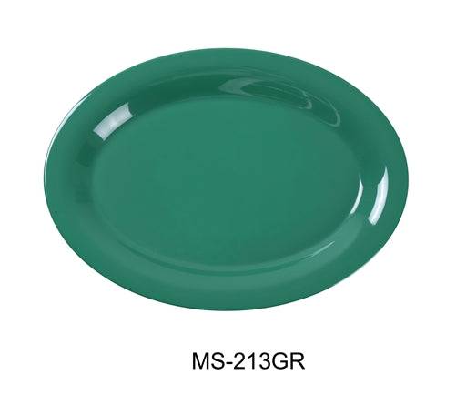 Yanco MS-213BU Mile Stone Oval Platter, 13.5" Length, 10.5" Width, Melamine, Blue, Pack of 12