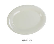 Yanco MS - 213IV Mile Stone Oval Platter, 13.5" Length, 10.5" Width, Melamine, Ivory, Pack of 12