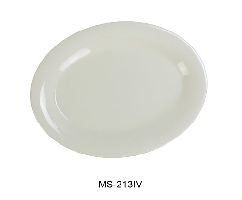 Yanco MS - 213IV Mile Stone Oval Platter, 13.5" Length, 10.5" Width, Melamine, Ivory, Pack of 12