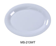 Yanco MS - 213WT Mile Stone Oval Platter, 13.5" Length, 10.5" Width, Melamine, White , Pack of 12