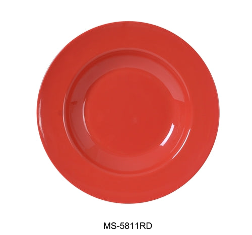 Yanco MS-5811RD Mile Stone Pasta Bowl, 16 Oz. 1.5" Height, 11" Diameter, Melamine, Orange Red, Pack of 24