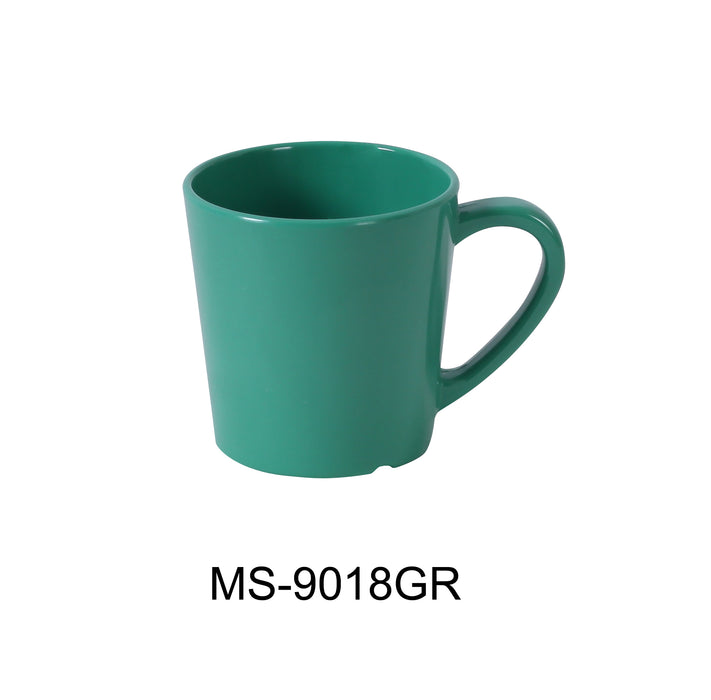 Yanco MS-9018GR Mile Stone Coffee/Tea Mug/Cup, 7 OZ Capacity, 3" Height, 3" Diameter, Melamine, Green Color, Pack of 48