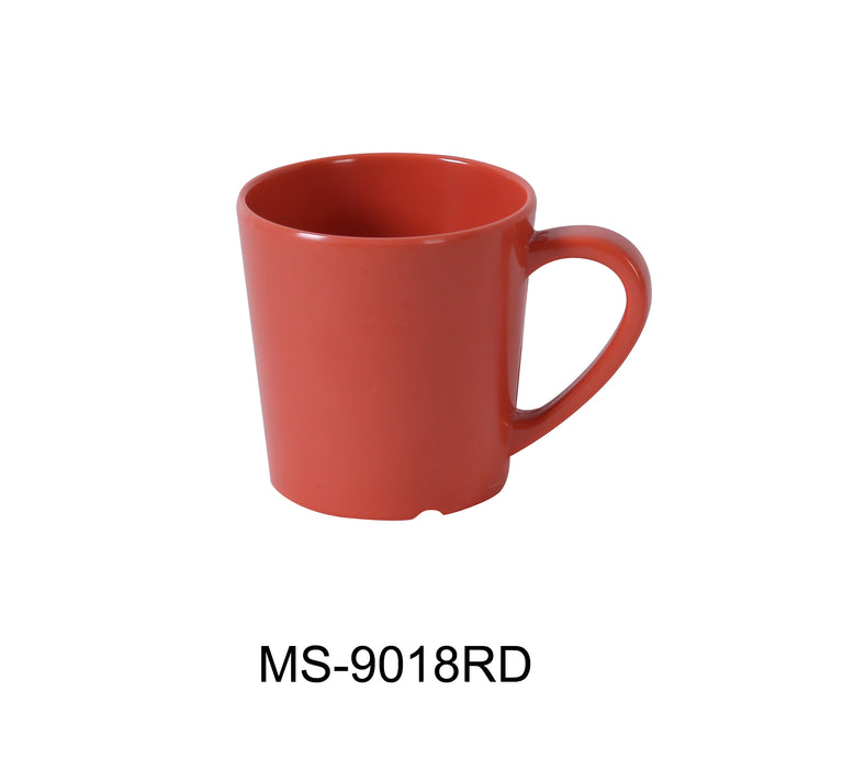 Yanco MS-9018RD Mile Stone Coffee/Tea Mug/Cup, 7 OZ Capacity, 3" Height, 3" Diameter, Melamine, Orange Red Color, Pack of 48
