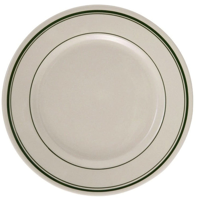 Yanco GB-8 Green Band 9″ Dinner Plate, China, American White Color, Pack of 24