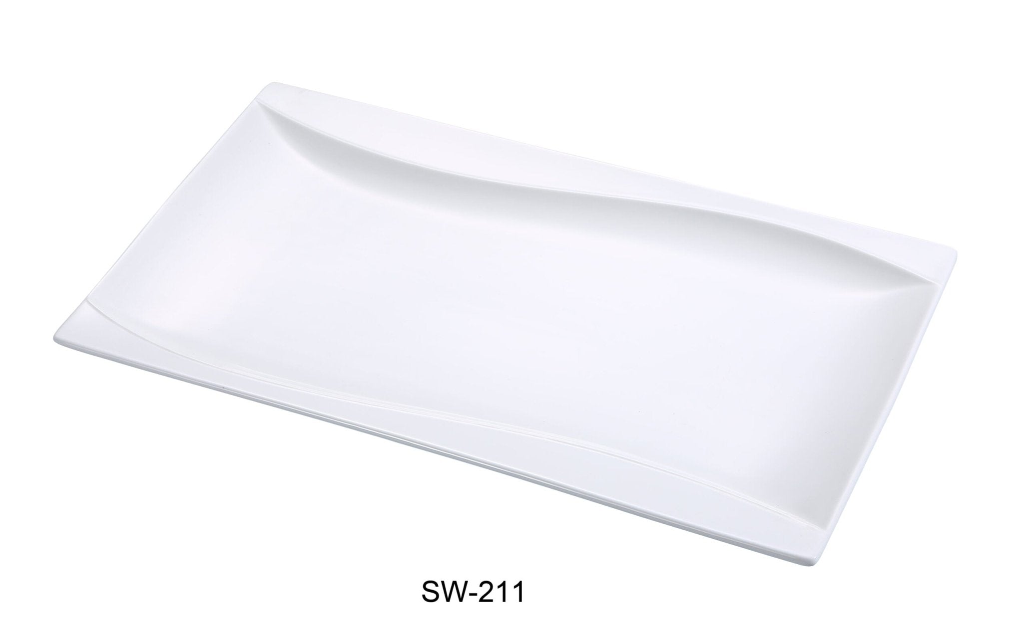 Yanco SW - 211 Sea Wave Rectangular Plate, 11"‚ Length x 7"‚ Width, China, Bone White, Pack of 12