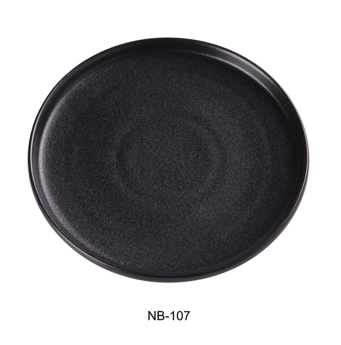Yanco NB-107 7 1/2″ X 1″ ROUND PLATE WITH UPRIGHT RIM Ceramic Noble Black Dinner Plate, Pack of 36, Chinaware