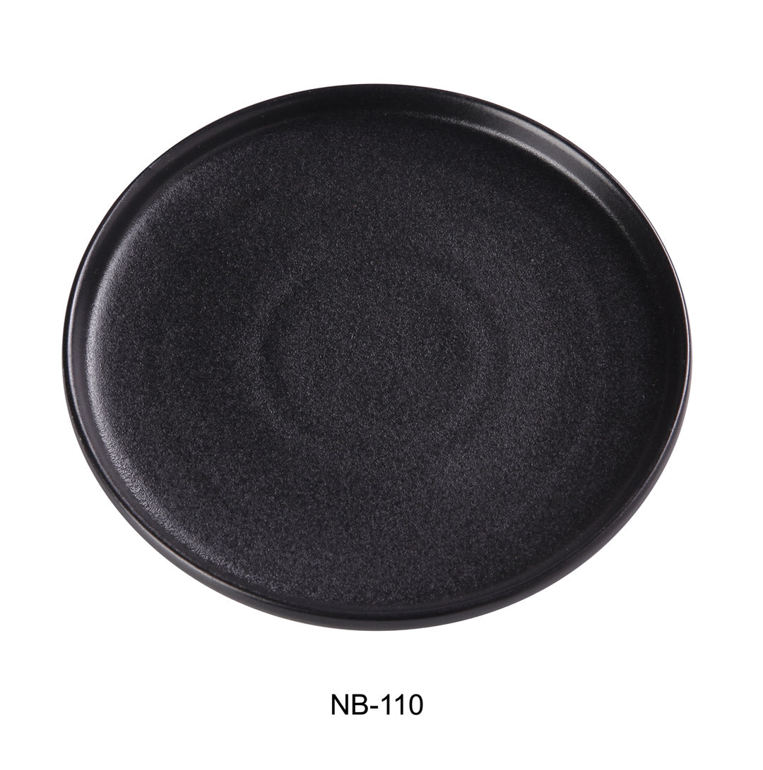Yanco NB - 110 10 1/4"‚ X 1 1/4"‚ ROUND PLATE WITH UPRIGHT RIM Ceramic Noble Black Dinner Plate, Pack of 12, Chinaware