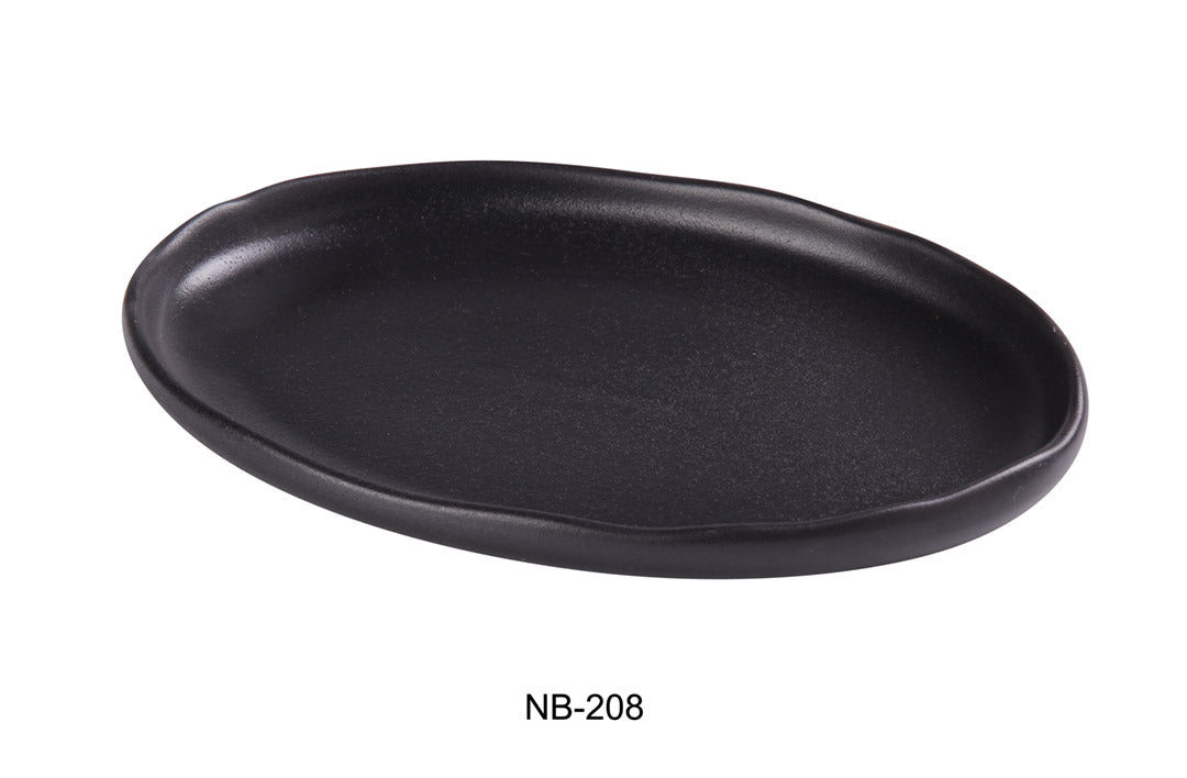 Yanco NB - 208 8"‚ X 5 1/2"‚ X 3/4"‚ OVAL PLATE Ceramic Noble Black Dinner Plate, Pack of 36, Chinaware