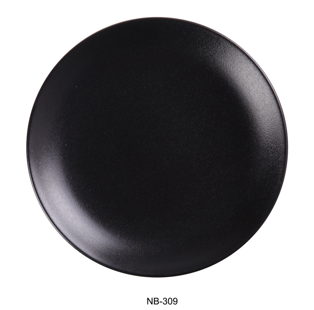 Yanco NB - 309 9 1/8"‚ X 1 1/8"‚ COUPE SHAPE ROUND PLATE Ceramic Noble Black Dinner Plate, Pack of 24, Chinaware
