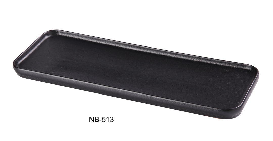 Yanco NB-513 13 3/8″ X 4 3/4″ X 3/4″ RECTANGULAR PLATE Ceramic Noble Black Dinner Plate, Pack of 24, Chinaware