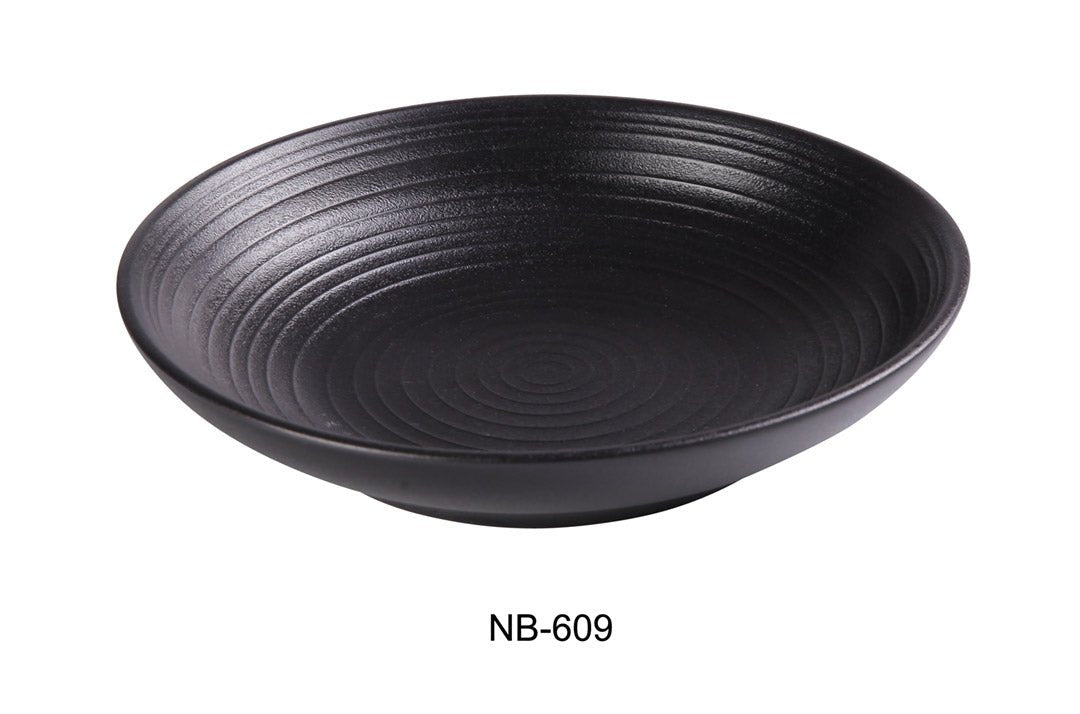 Yanco NB - 609 9"‚ X 2"‚ SALAD/PASTA BOWL 28 OZ Ceramic Noble Black Pasta Bowl, Pack of 12, Chinaware
