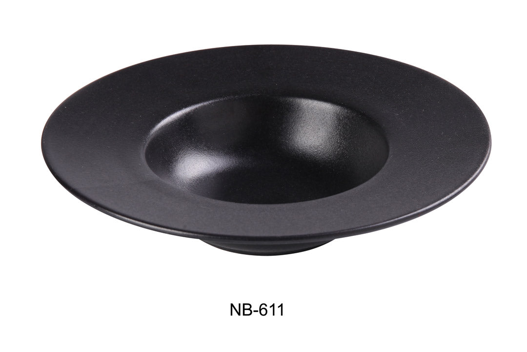 Yanco NB - 611 11 1/2"‚ X 6"‚ X 2 1/2"‚ DESSERT PLATE 16 Oz. Ceramic Noble Black Dinner Plate, Pack of 12, chinaware