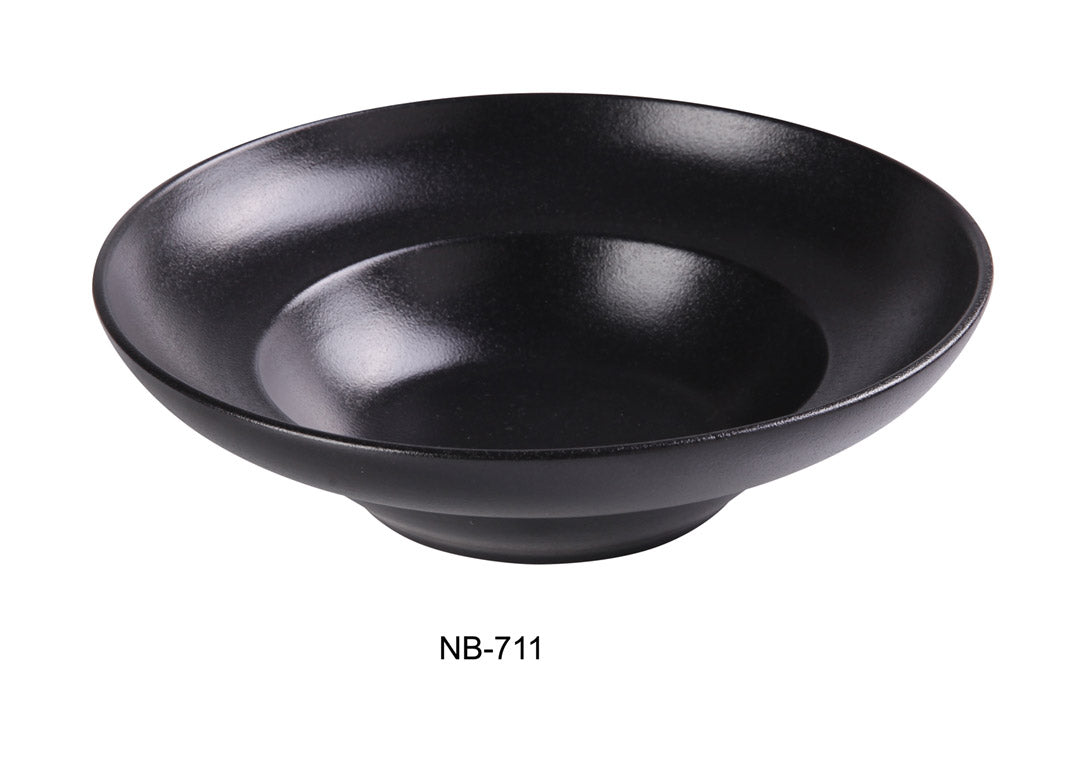 Yanco NB - 711 11 1/8"‚ X 7"‚X 3 1/4"‚ DEEP MEDITERRANEAN BOWL 20 Oz. Ceramic Noble Black Salad Bowl, Pack of 12, Chinaware