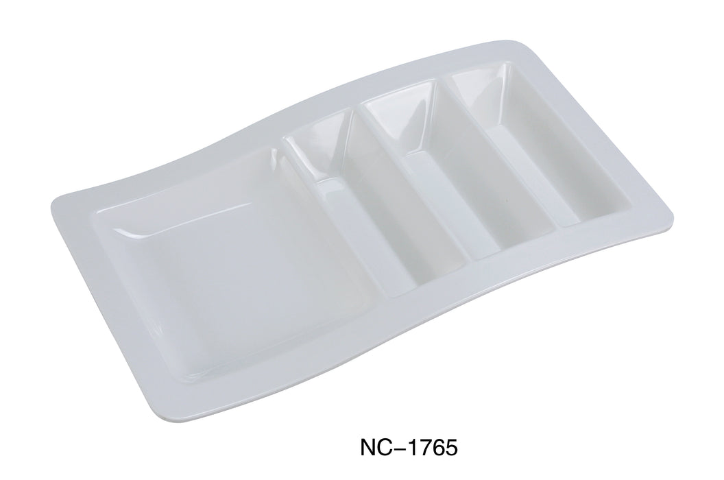 Yanco NC-1765, Stackable Taco Plate, 14.75" X 8.75" X 1.75", Melamine, White Color, Pack of 12
