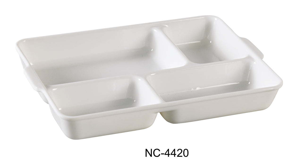Yanco NC-4420 Compartment Collection 4-Divided Compartment, 9.5" Length, 7" Width, 1.25" Height, Melamine, Pack of 24