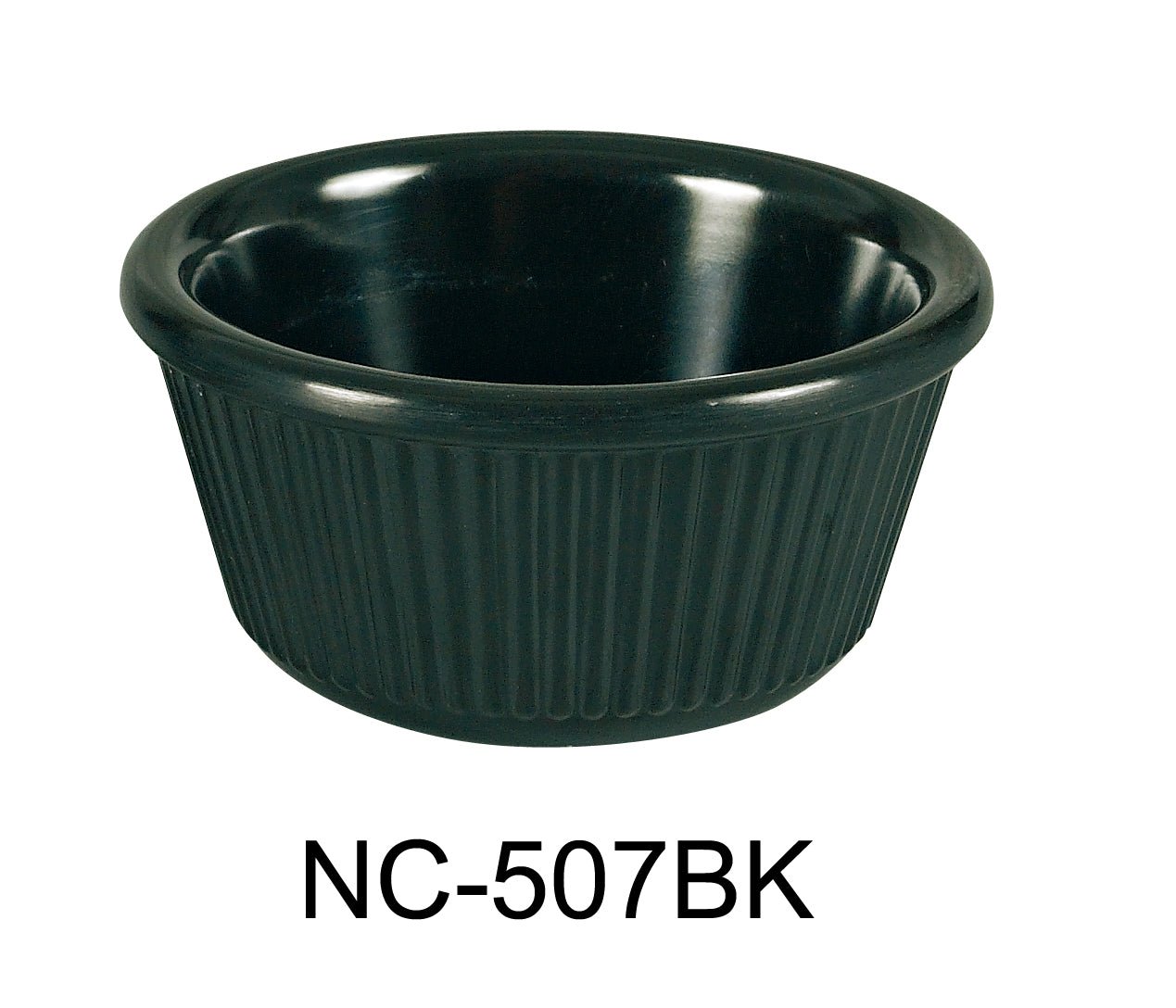 Yanco NC - 507BK Fluted Ramekin, 1.5 oz Capacity, 1.35" Height, 2.5" Diameter, Melamine, Black Color, Pack of 72
