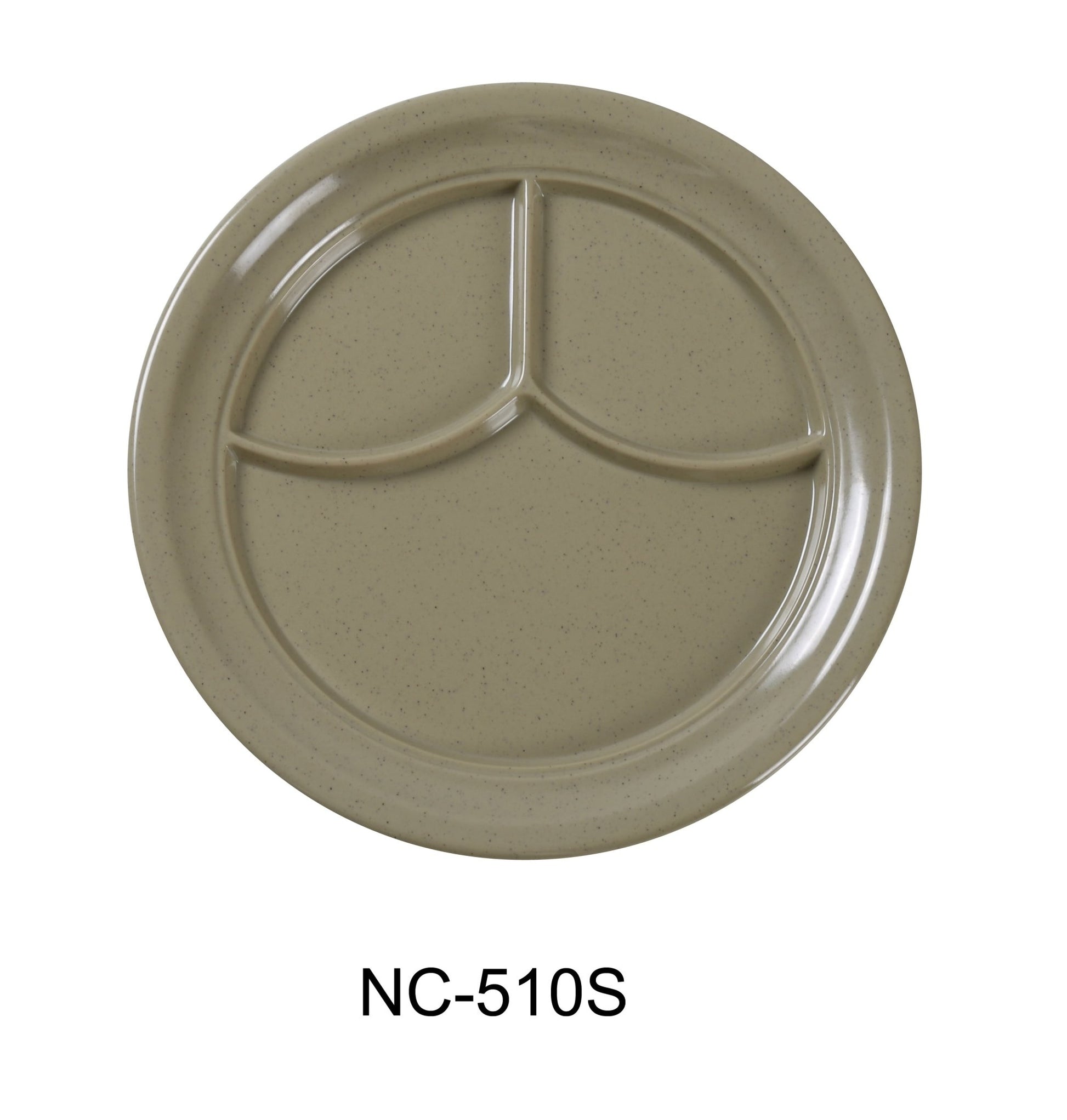 Yanco NC - 510S Compartment Collection 3 - Compartment Plate, 9" Diameter, Melamine, Sand Color, Pack of 24