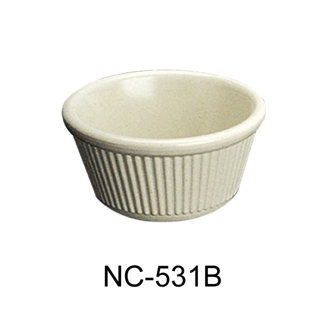 Yanco NC - 531B Fluted Ramekin, 3 oz Capacity, 1.5" Height, 3.25" Diameter, Melamine, Bone White Color, Pack of 72
