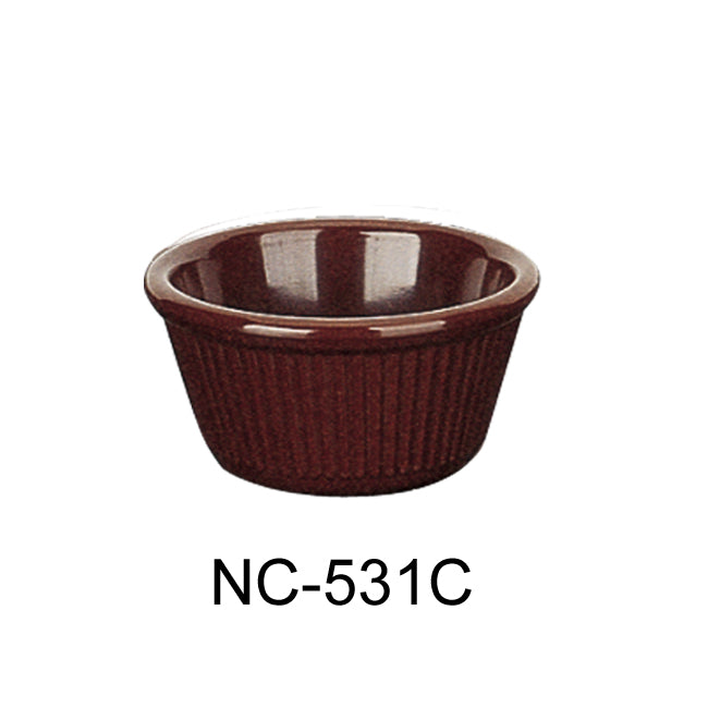 Yanco NC-531C Fluted Ramekin, 3 oz Capacity, 1.5" Height, 3.25" Diameter, Melamine, Chocolate Color, Pack of 72