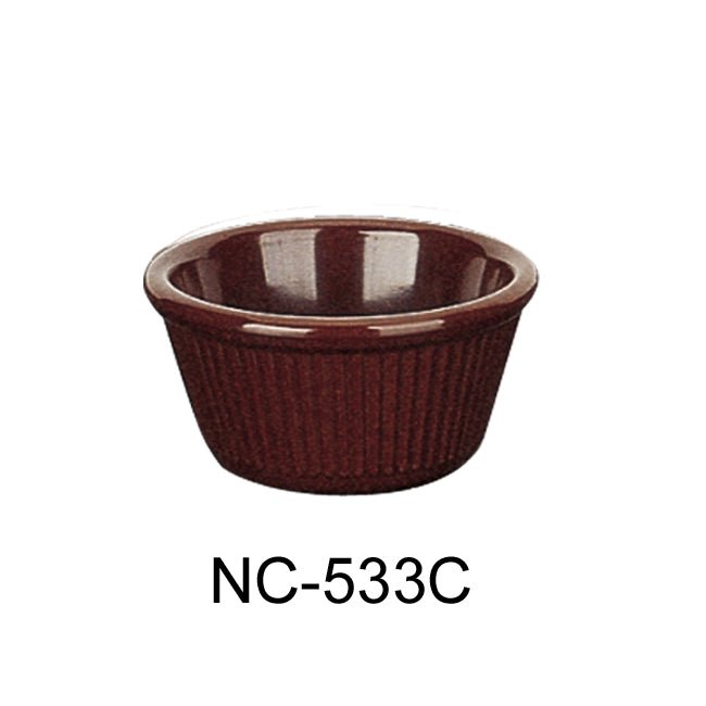 Yanco NC - 533C Fluted Ramekin, 4 oz Capacity, 1.5" Height3.75" Diameter, Melamine, Chocolate Color, Pack of 72