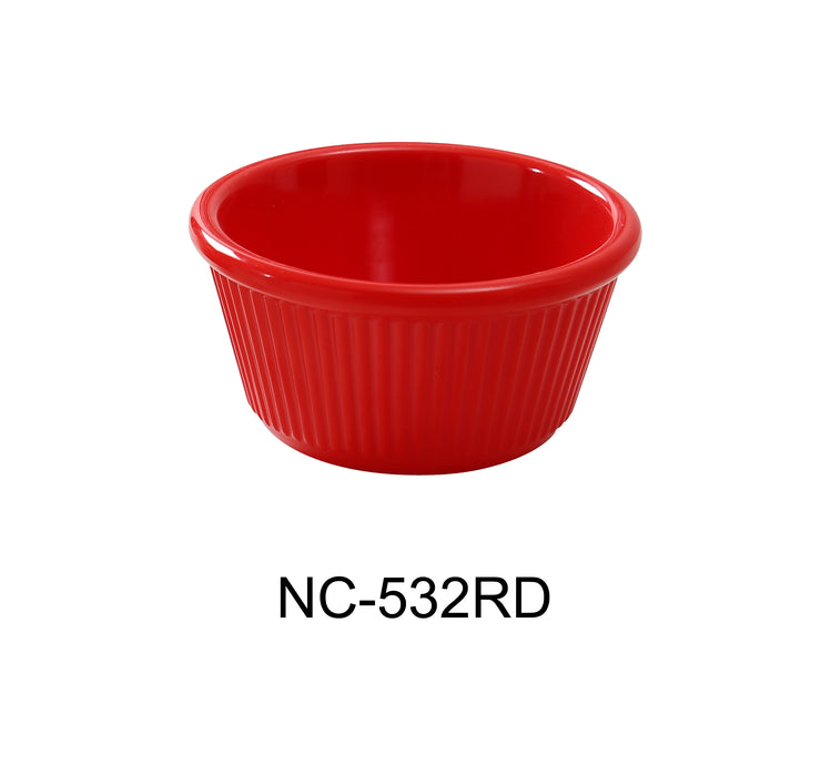 Yanco NC-532RD Accessories 5 OZ FLUTED RAMEKIN, 3.375" Diameter, 1.75" Height, Melamine, Red Color, Pack of 72