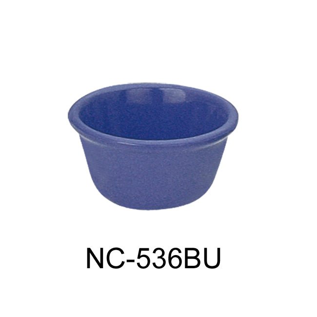 Yanco NC - 536BU Mile Stone Smooth Ramekin, 2 OZ Capacity, 1.25" Height, 2.75" Diameter, Melamine, Blue Color, Pack of 72