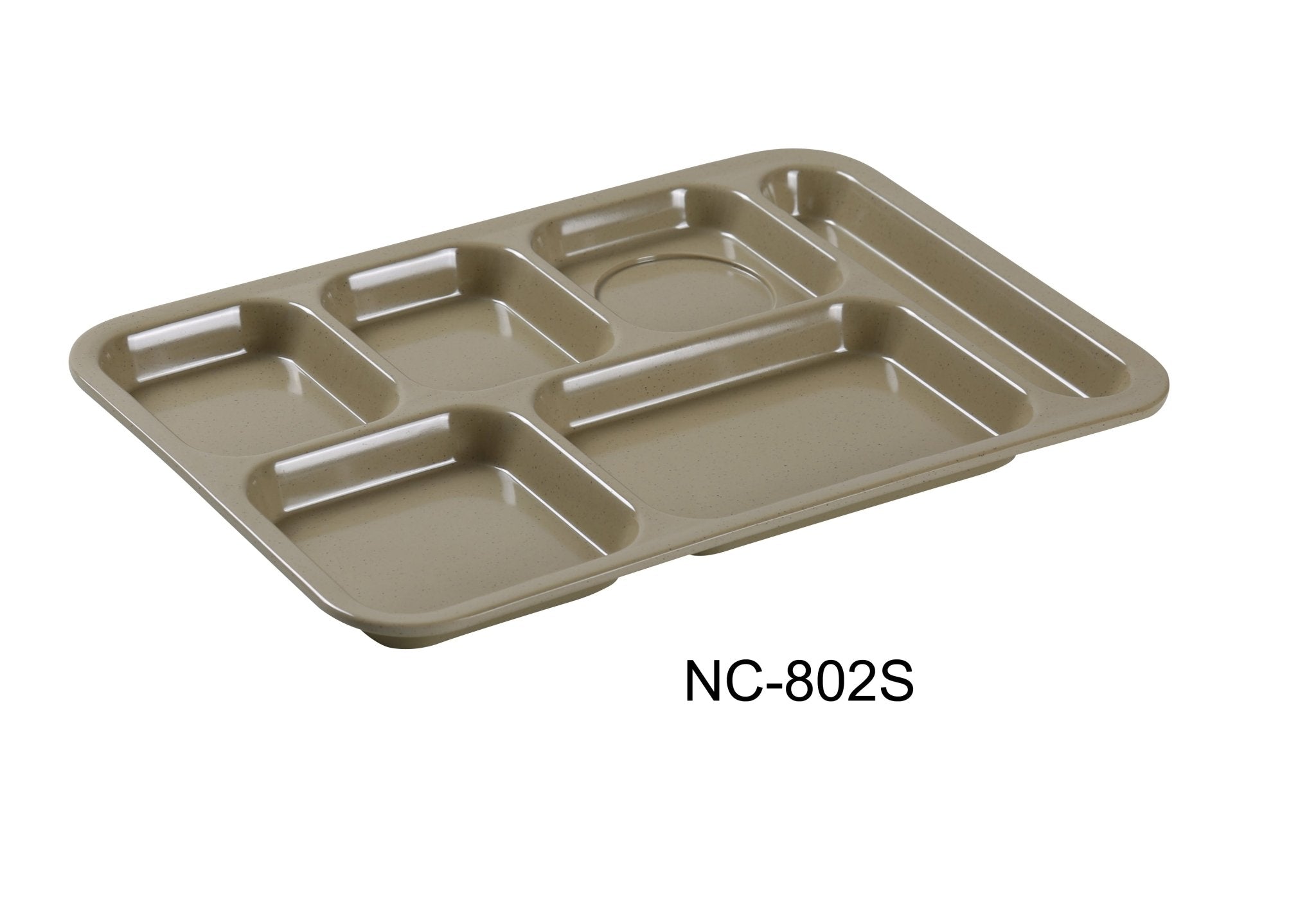 Yanco NC - 802S Compartment Collection 6 - Compartment Plate, Right Hand, 14" Length, 10" Width, Melamine, Sand Color, Pack of 12