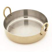 Stainless Steel Gold Fry Pan with Brass Wire Handle - 18 Oz
