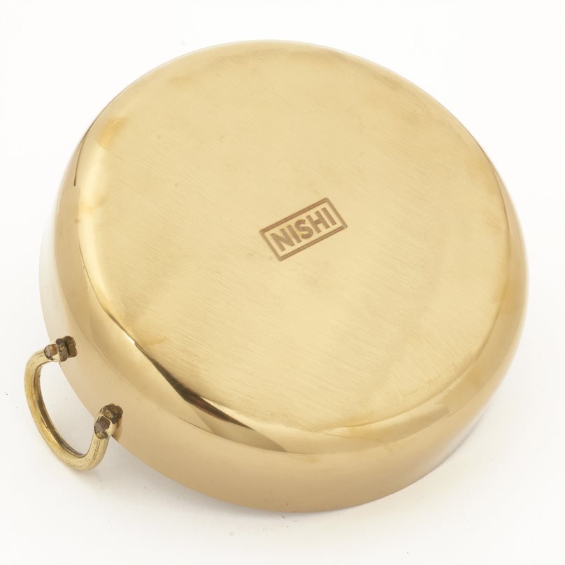 Stainless Steel Gold Fry Pan with Brass Wire Handle - 18 Oz