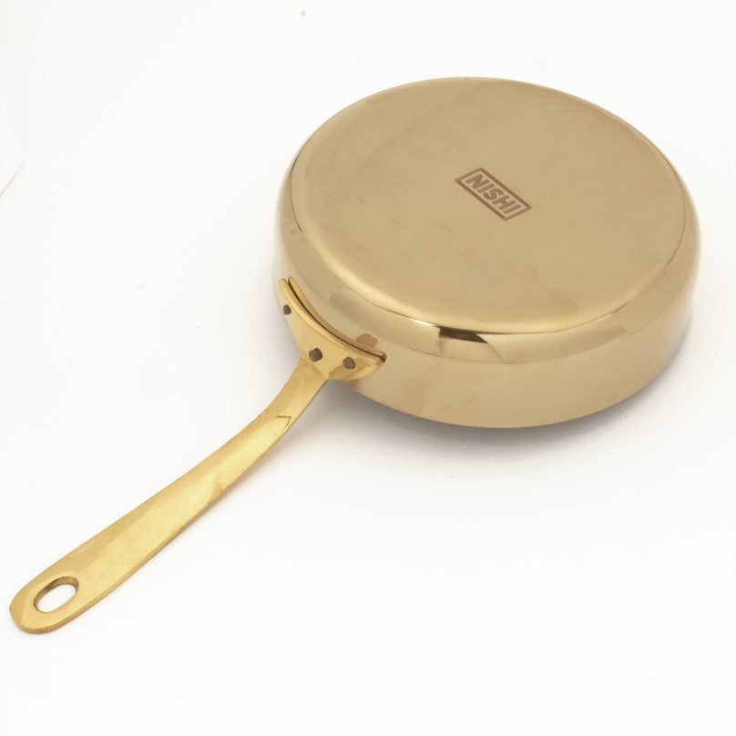 Stainless Steel Gold Fry Pan with Brass Handle - 18 Oz. (540 ml)
