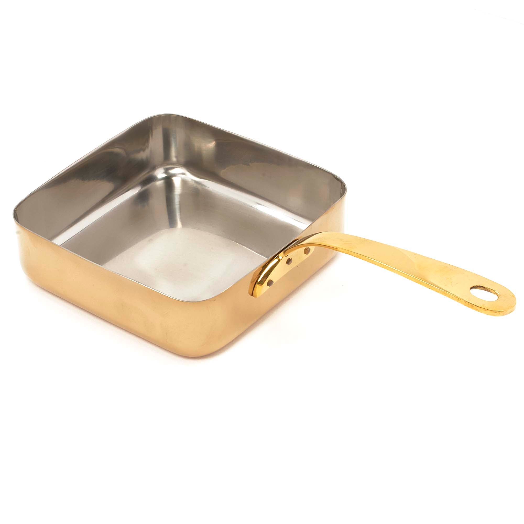 Stainless Steel Gold Square Sauce Pan with Brass Handle - 21 oz.
