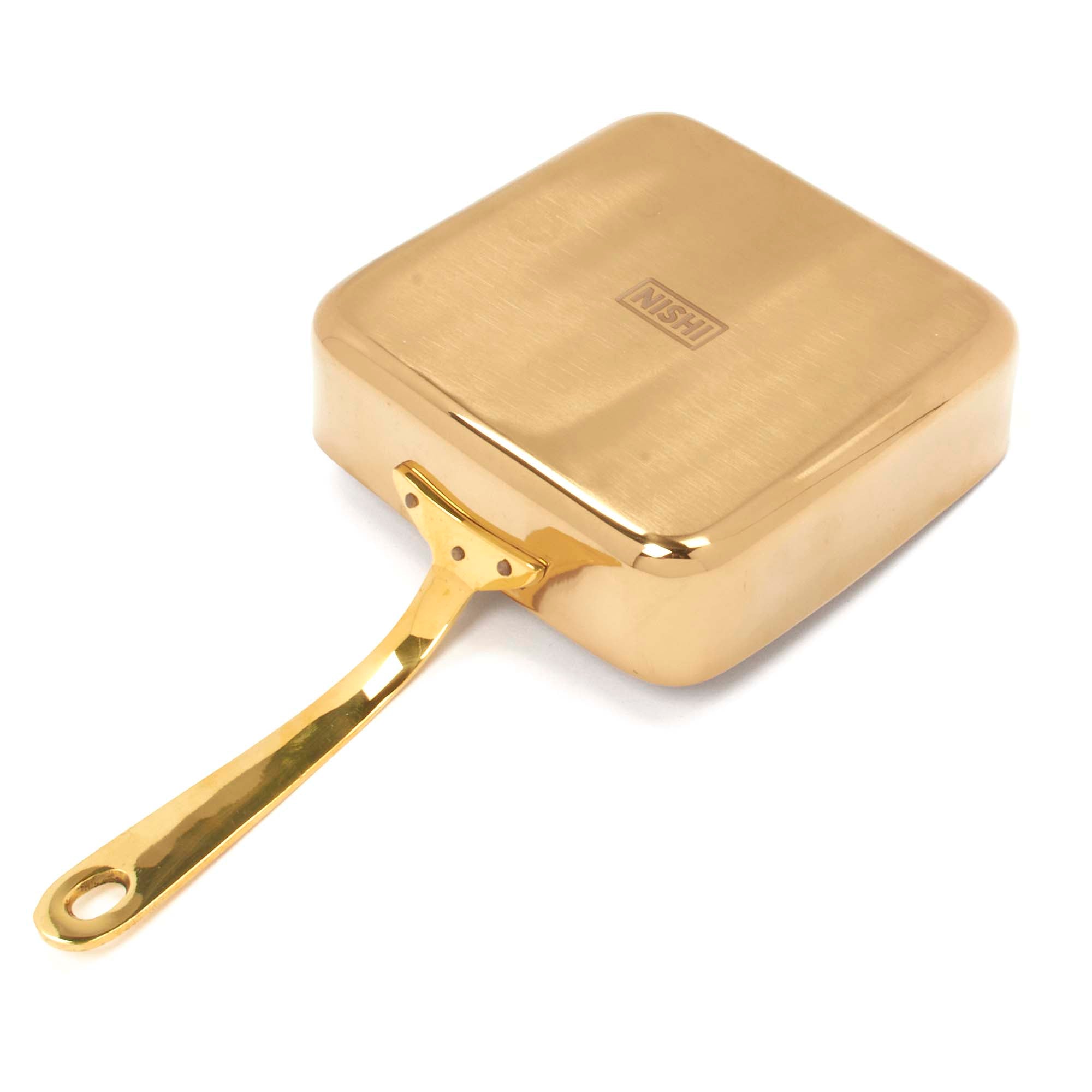 Stainless Steel Gold Square Sauce Pan with Brass Handle - 21 oz.