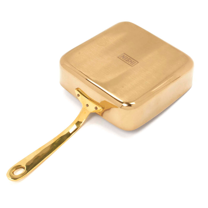 Stainless Steel Gold Square Sauce Pan with Brass Handle - 21 Oz. (630 ml)