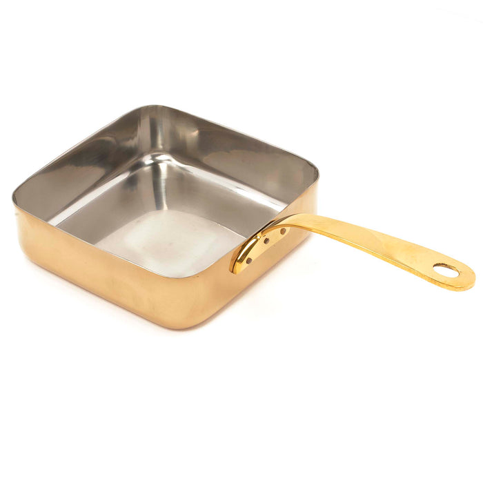 Stainless Steel Gold Square Sauce Pan with Brass Handle - 21 Oz. (630 ml)