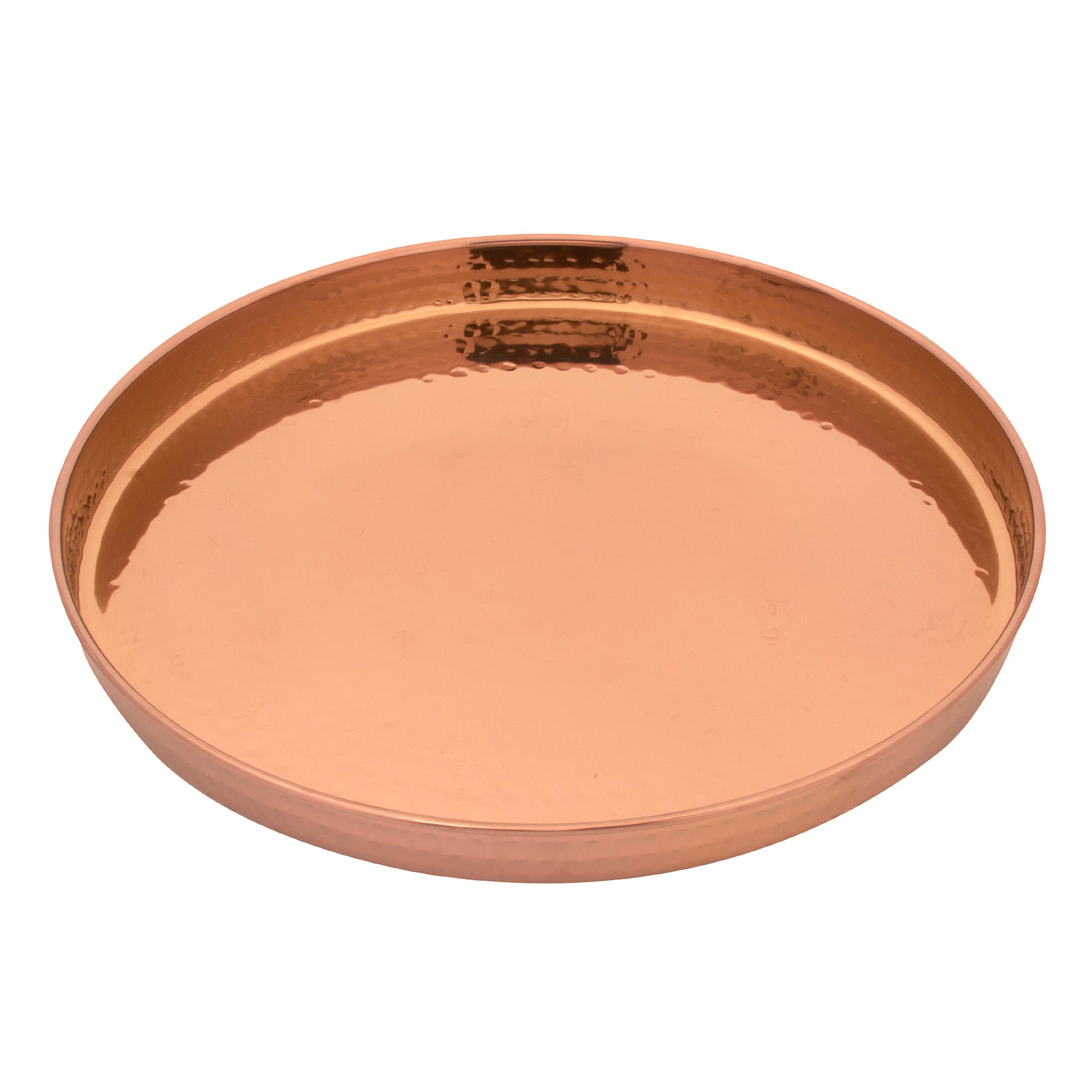 Handmade Round Rose Gold Finish Hammered Stainless Steel Thali Platter - 13 inches (33 cm)