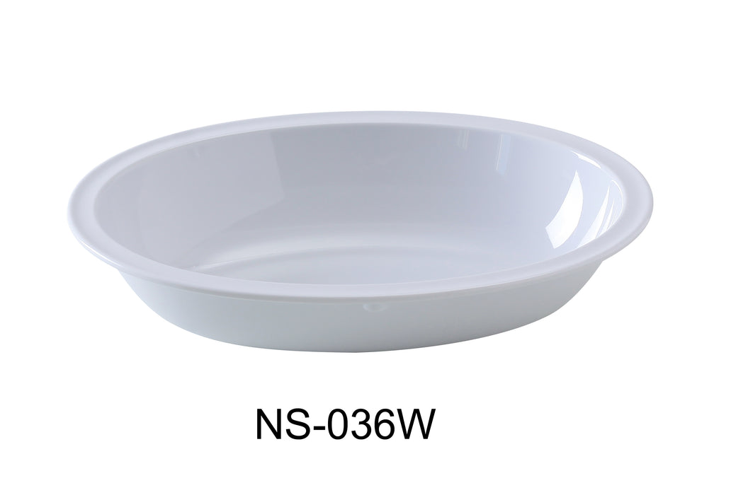 Yanco NS-036W Nessico Oval Bowl, 36 oz Capacity, 10" Length, 7.375" Width, 2.25" Height, Melamine, White Color, Pack of 24