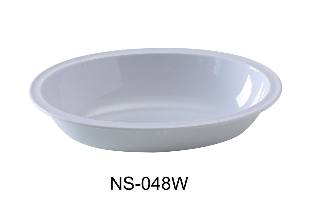 Yanco NS-048W Nessico Oval Bowl, 48 oz Capacity, 10.75" Length, 7.75" Width, 2.5" Height, Melamine, White Color, Pack of 24