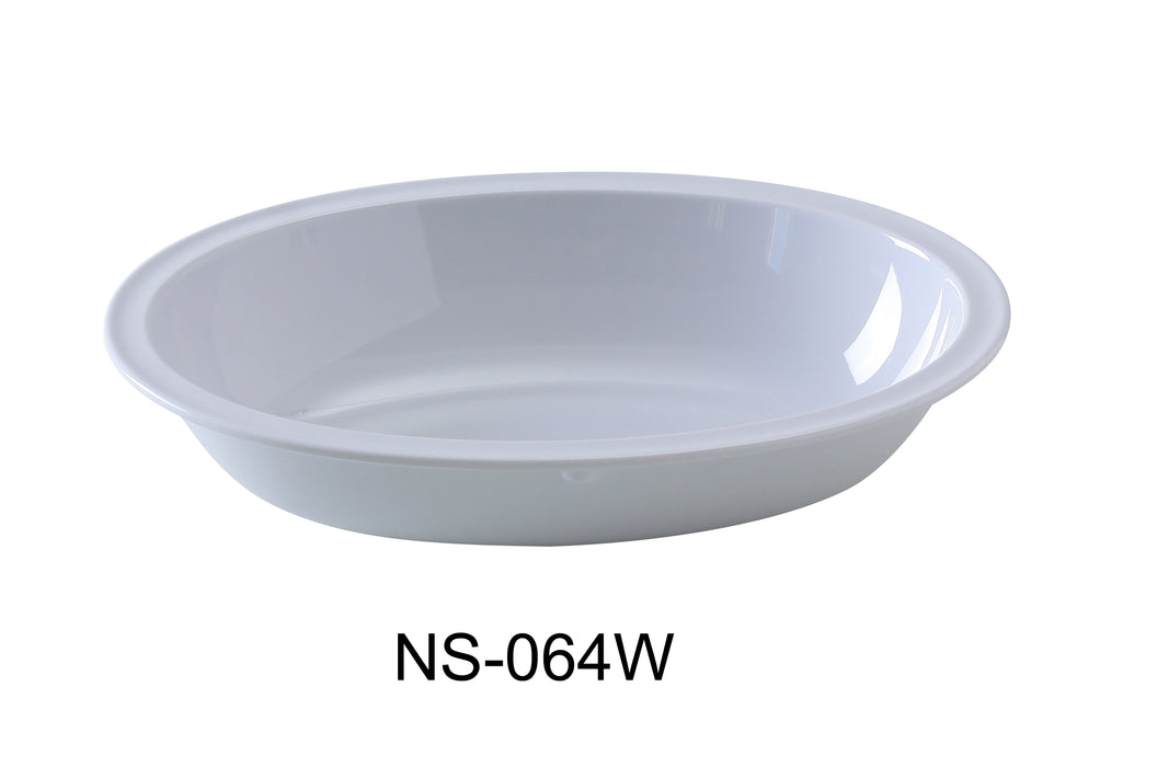 Yanco NS-064W Nessico Oval Bowl, 64 oz Capacity, 11.75" Length, 8.25" Width, 2.75" Height, Melamine, White Color, Pack of 24