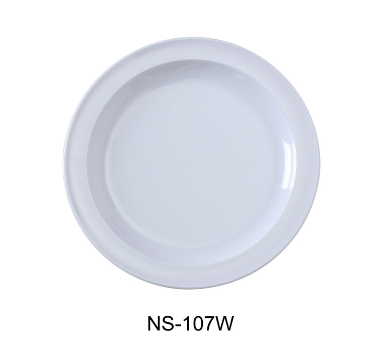 Yanco NS-107W Nessico Round Dessert Plate, 7.25" Diameter, Melamine, White Color, Pack of 48