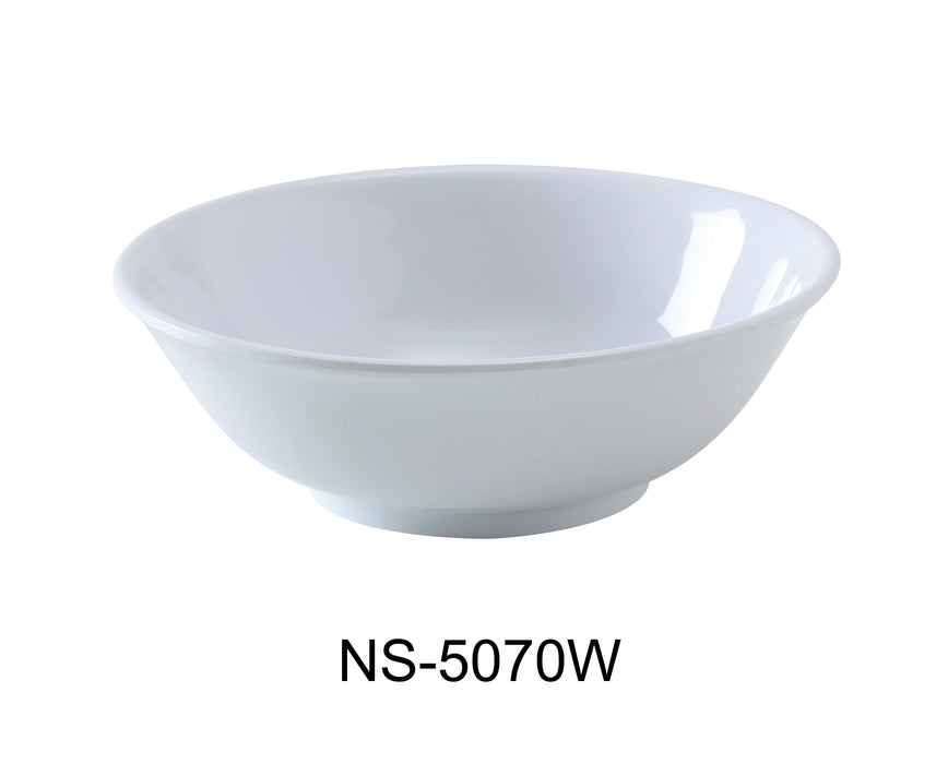 Yanco NS-5070W Nessico Rimless Bowl, 36 oz Capacity, 2.5" Height, 7.75" Diameter, Melamine, White Color, Pack of 12