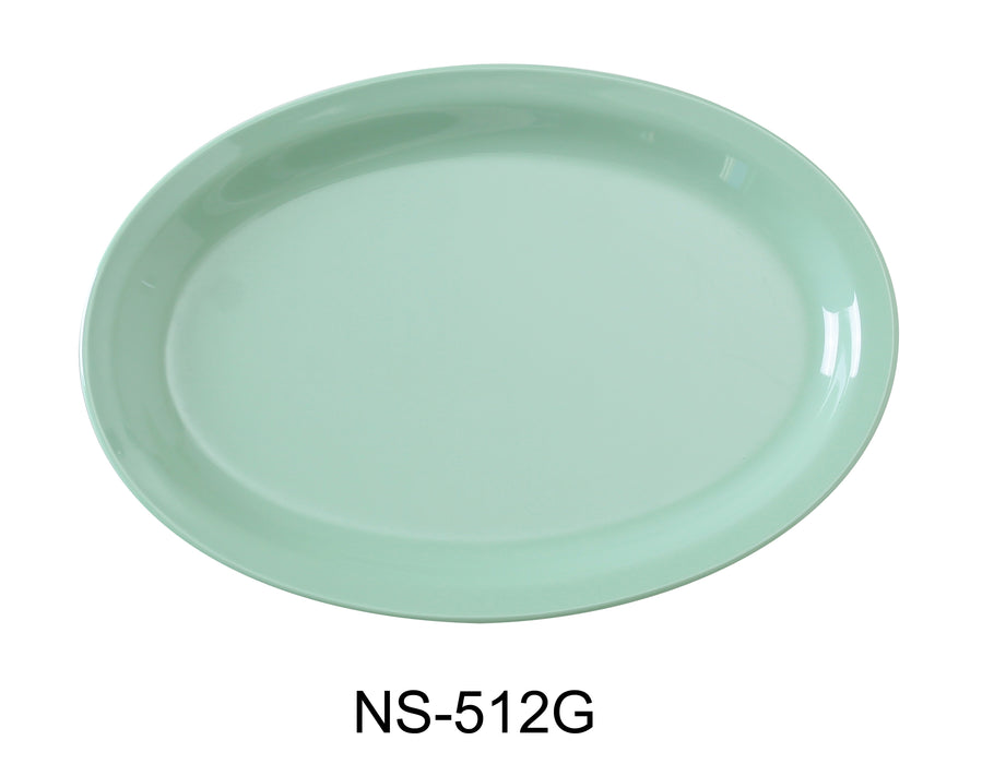 Yanco NS-512G Nessico Oval Platter with Narrow Rim, 11.5" Length, 8" Width, Melamine, Green Color, Pack of 24
